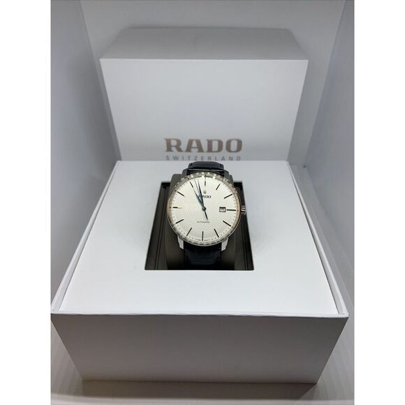Rado Accessories - Rado Coupole 763.3876.4 Men's Black Leather Analog Dial Quartz Wrist Watch WAT22
